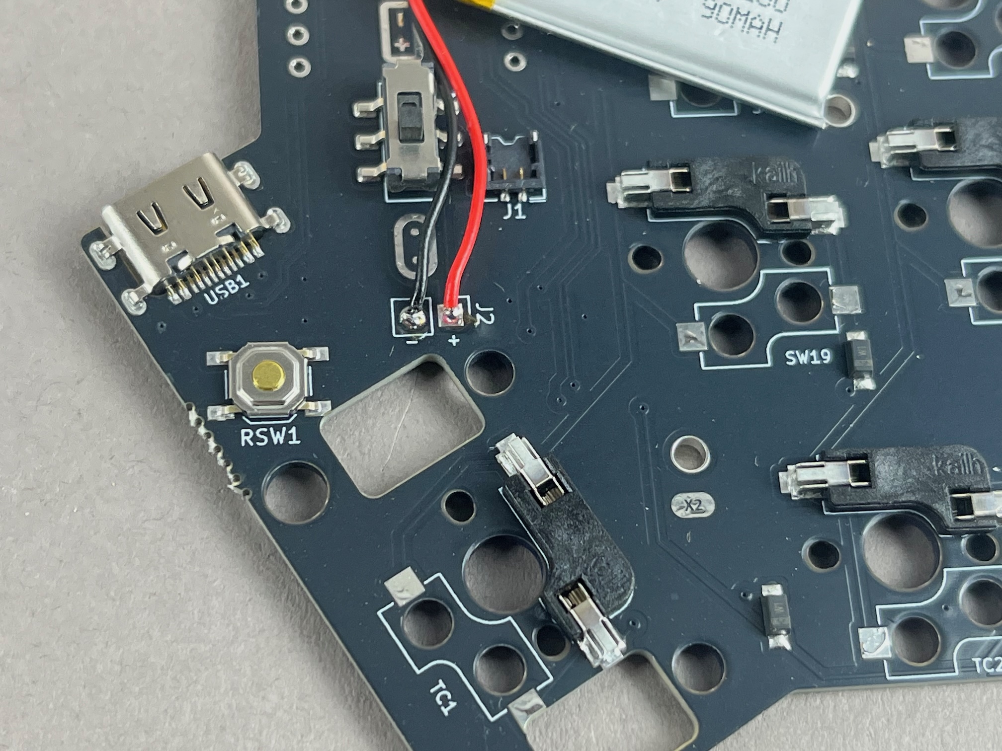 Soldered battery wires