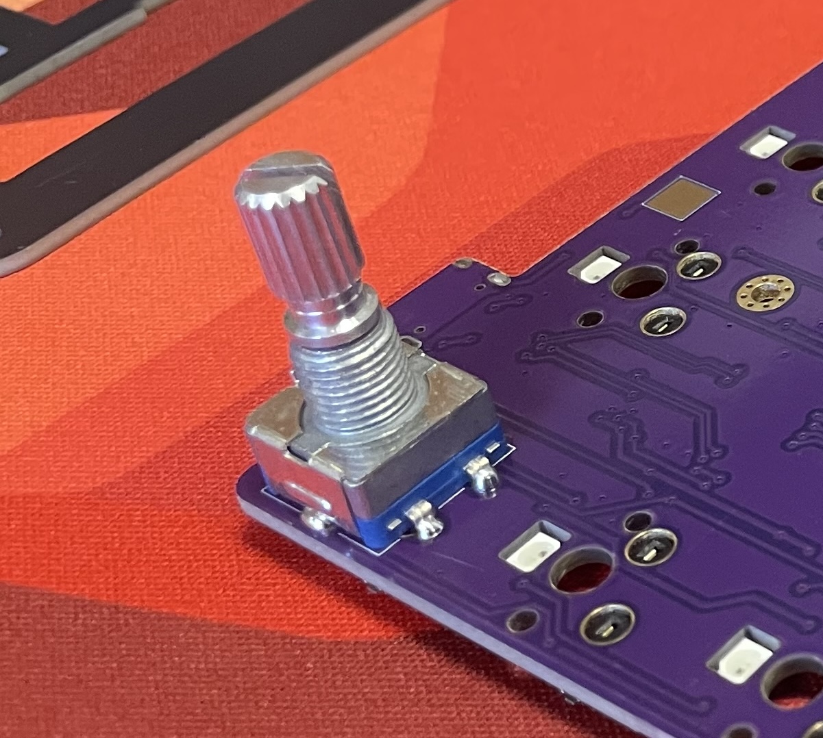 Rotary encoder soldered onto PCB